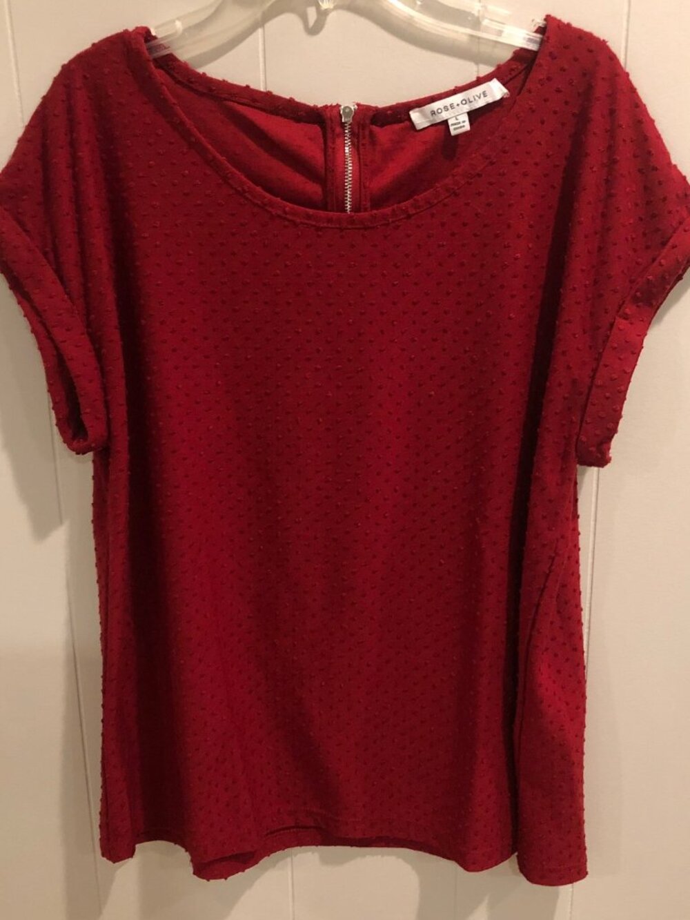 Rose & Olive Red/Burgundy Top, Size L